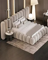 Beautiful Modern White Luxury Bed thumbnail 3